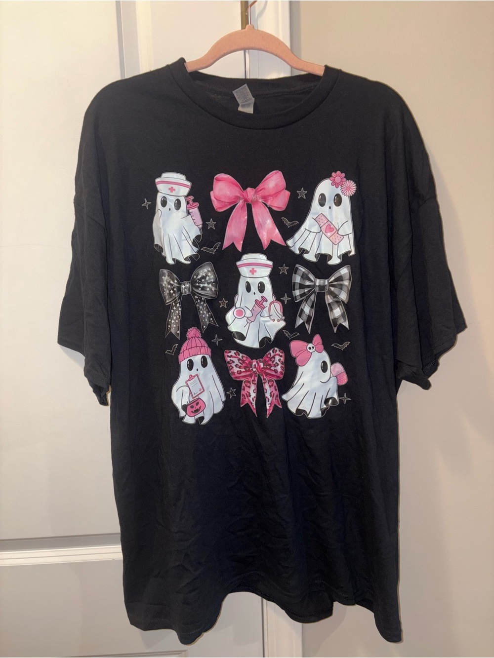 Nurse Ghost Bow Tee with Pink Accents
